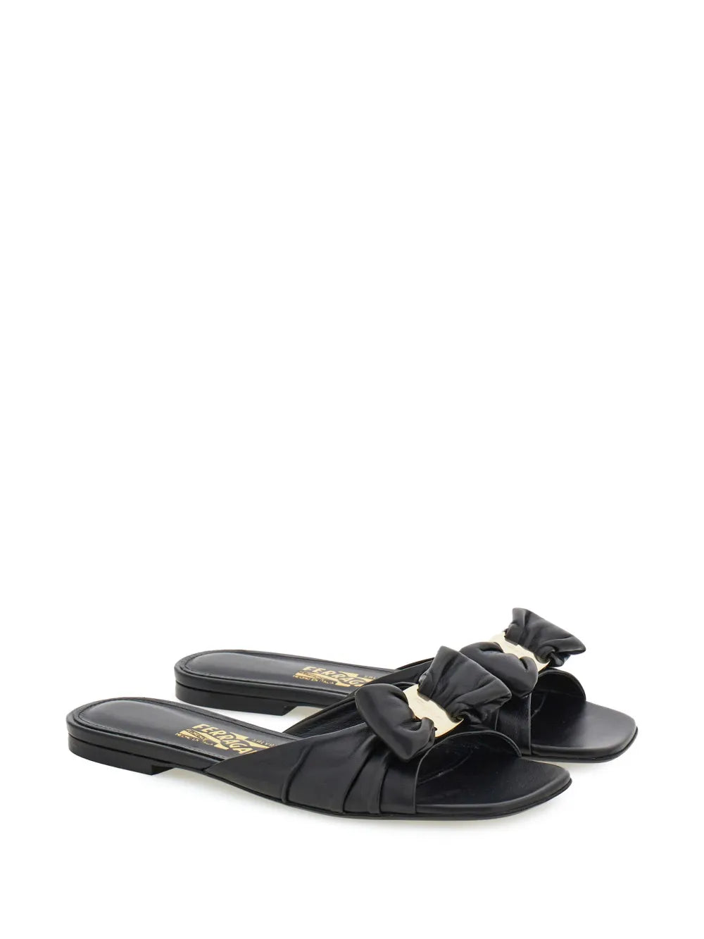Ferragamo Vara padded bow-detail slides