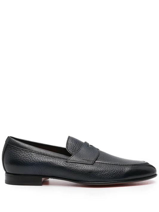 Santoni grained leather loafers
