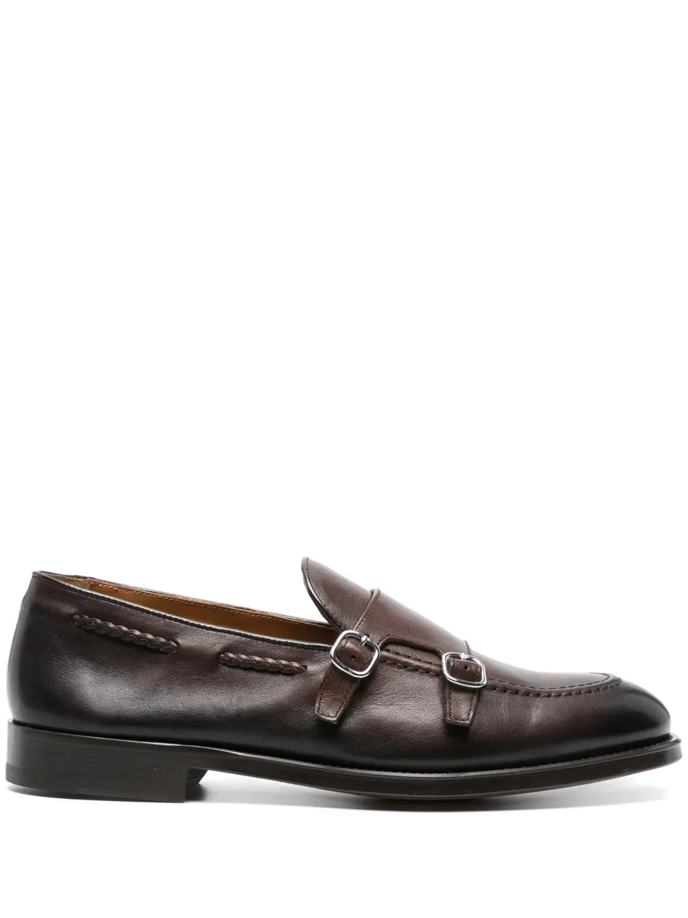 Doucal's double-buckle leather Monk shoes