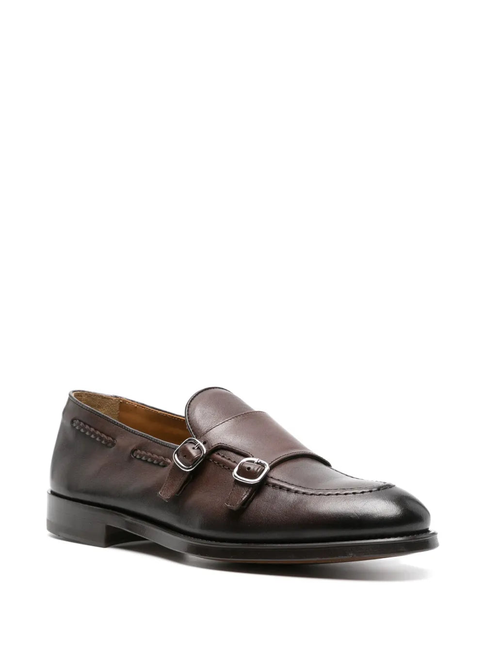 Doucal's double-buckle leather Monk shoes