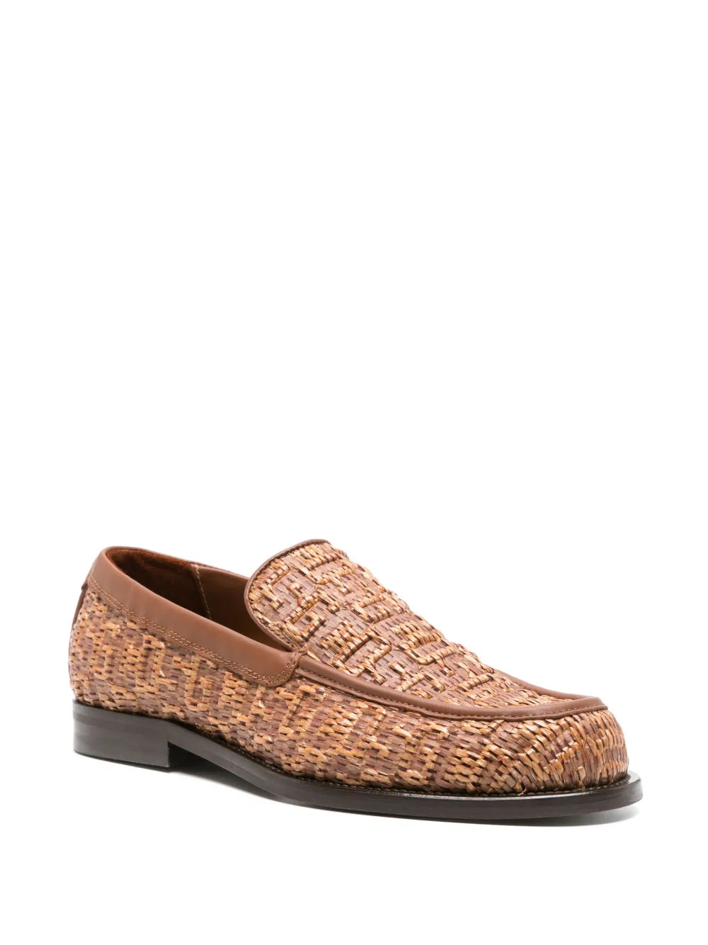 GCDS monogram-embossed raffia loafers