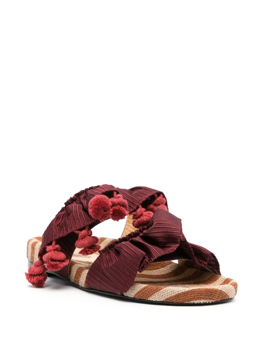 La DoubleJ Pimento pompom-detail slides