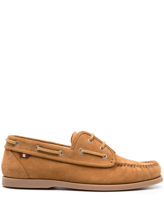 Bally lace-up suede loafers