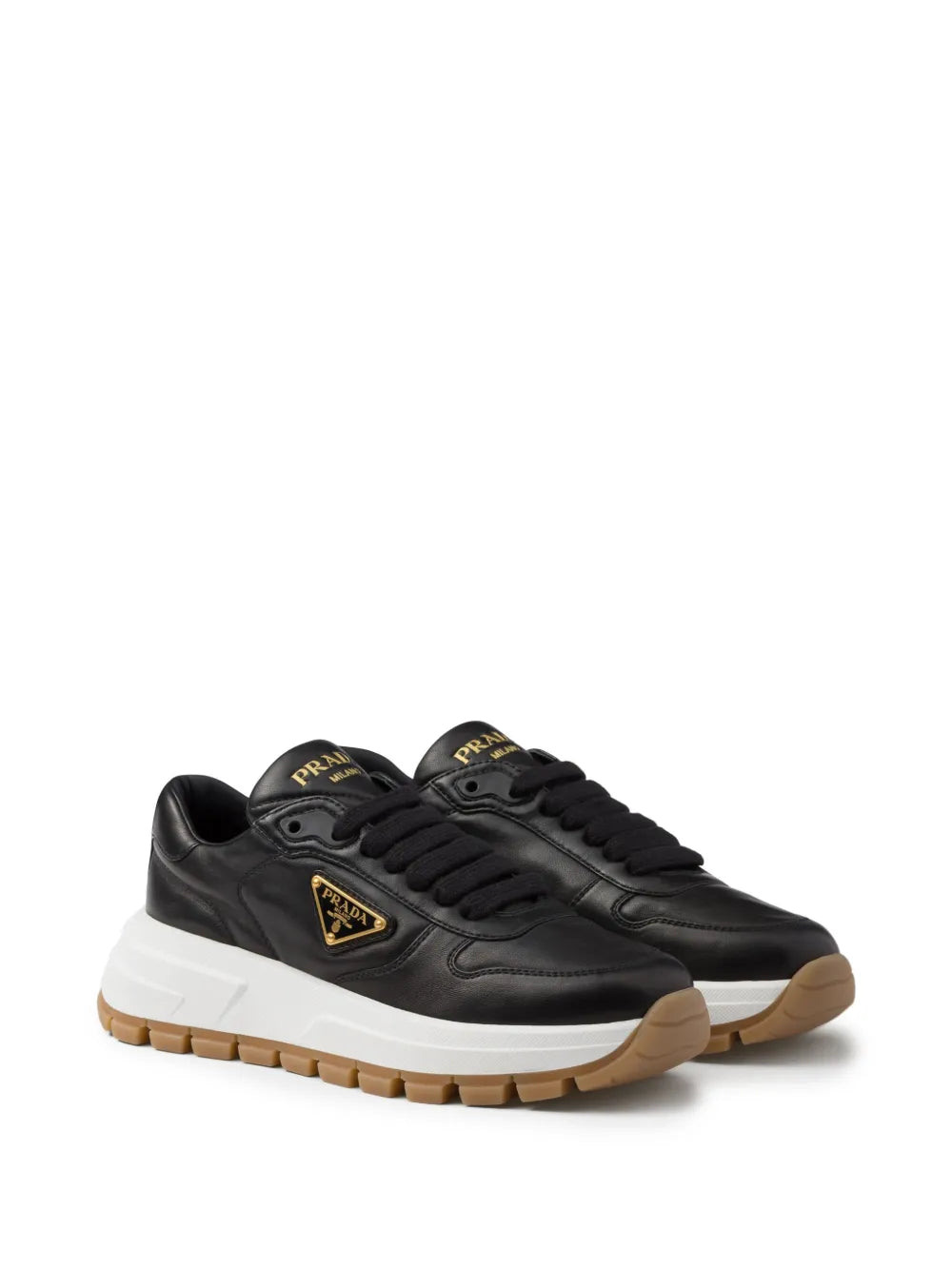 Prada triangle-logo leather sneakers
