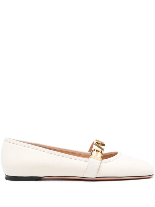 Bally logo-lettering leather ballerina shoes