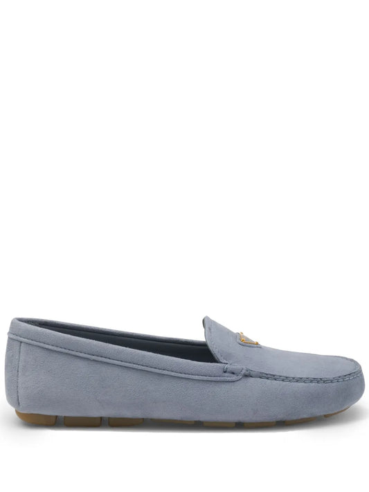Prada triangle-logo suede driving loafers