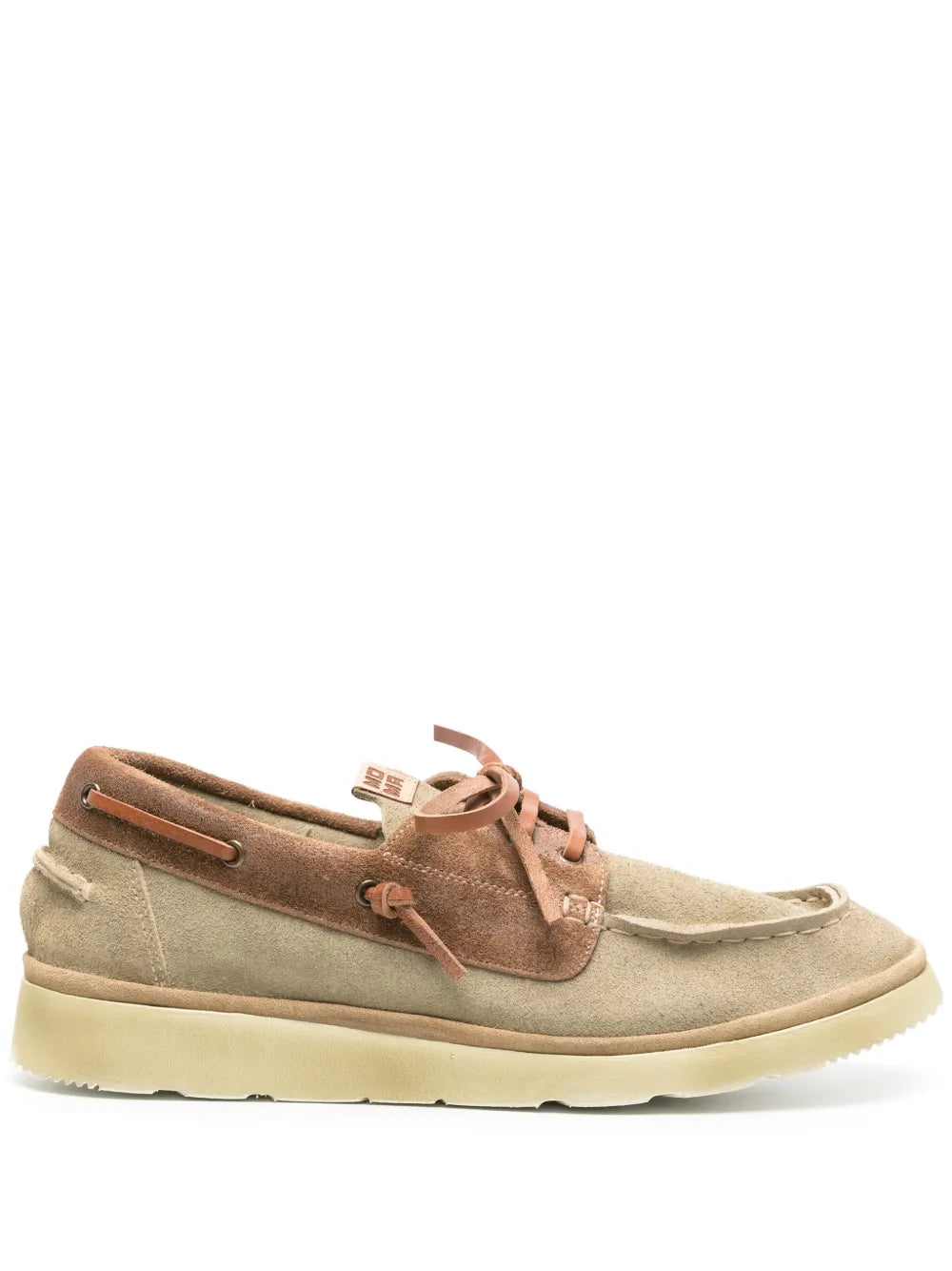 Moma logo-patch suede boat shoes