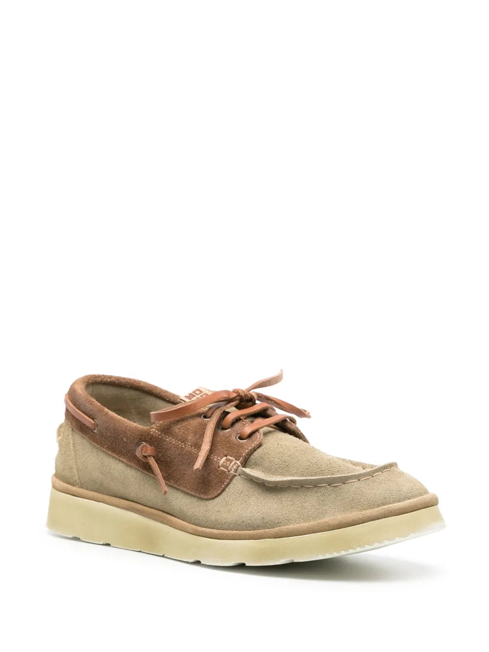 Moma logo-patch suede boat shoes