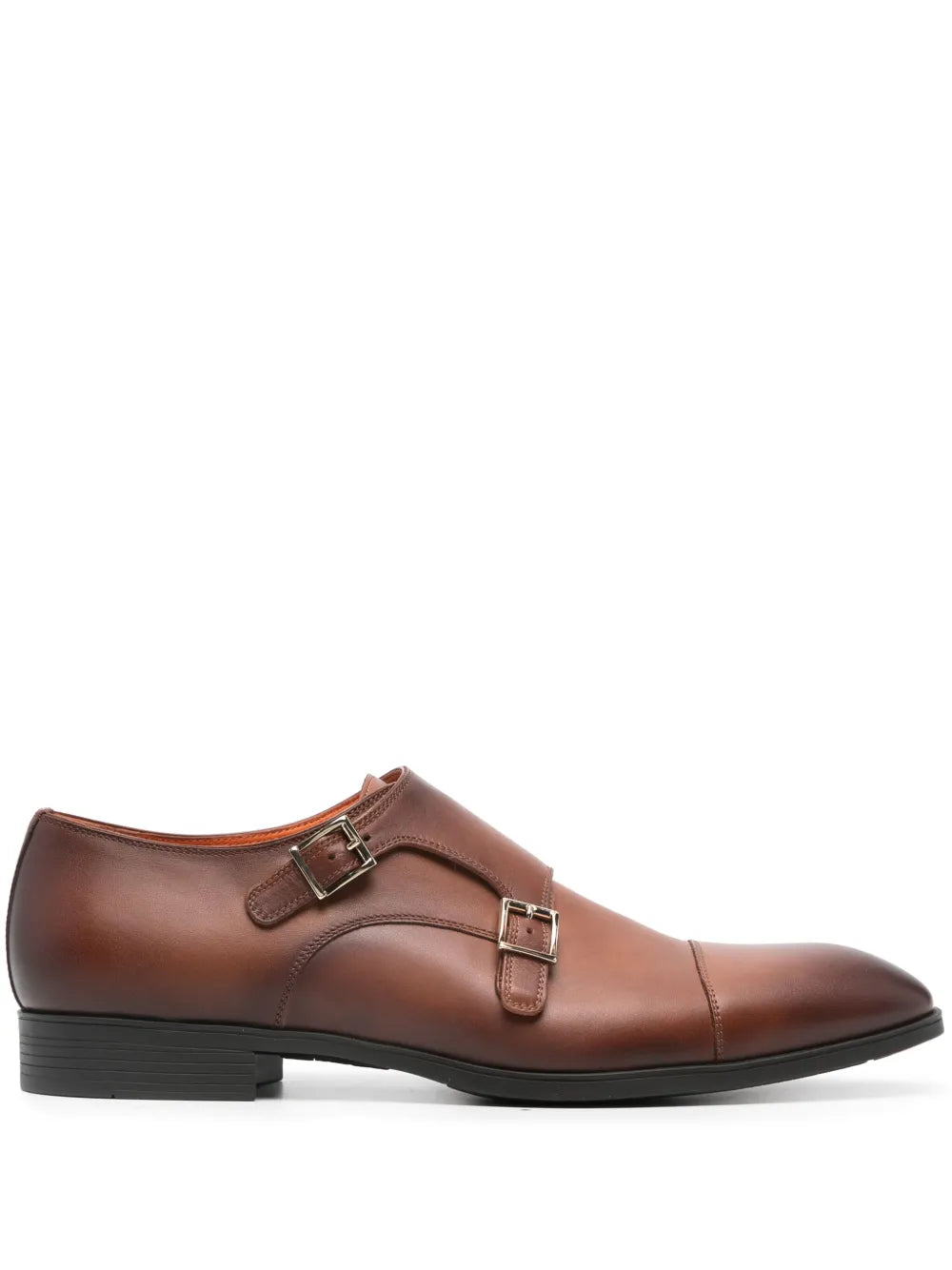 Santoni buckled leather Monk shoes