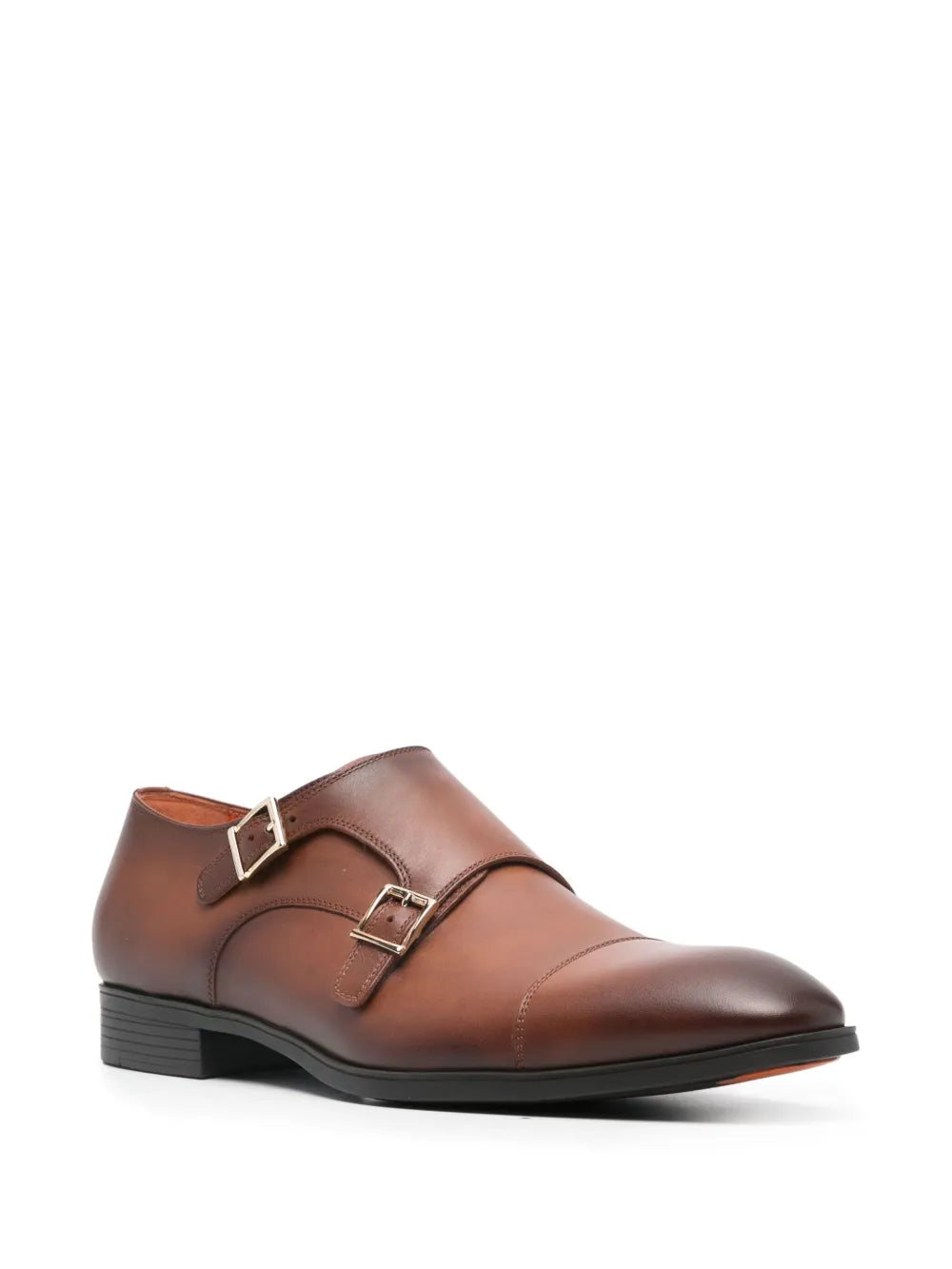 Santoni buckled leather Monk shoes