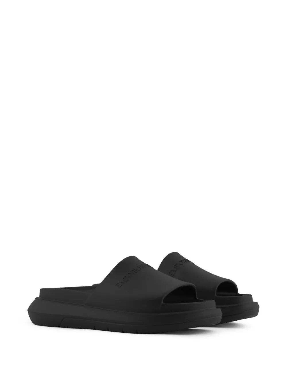 Emporio Armani logo-embossed flatform slides