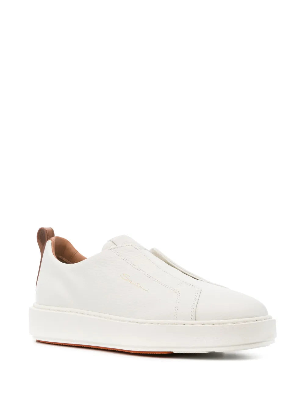 Santoni logo-print leather sneakers