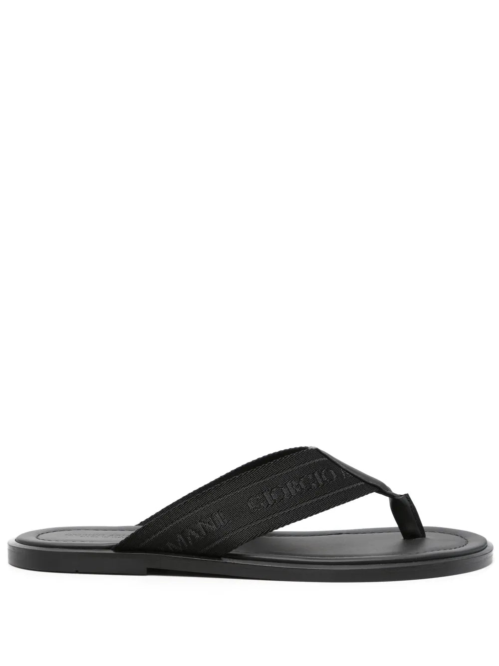 Giorgio Armani logo-strap leather flip flops