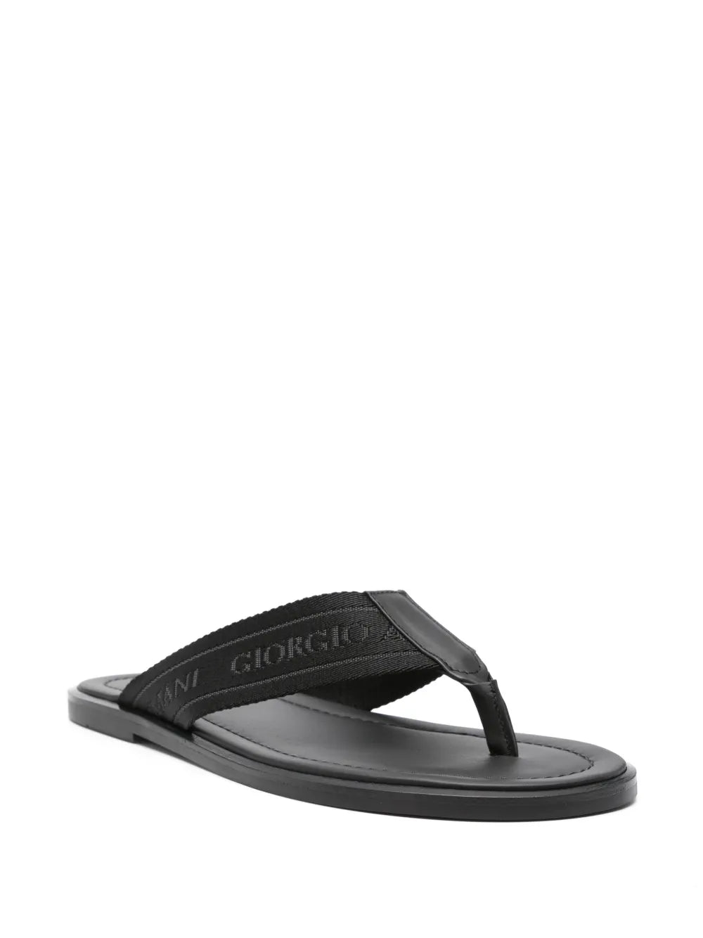 Giorgio Armani logo-strap leather flip flops