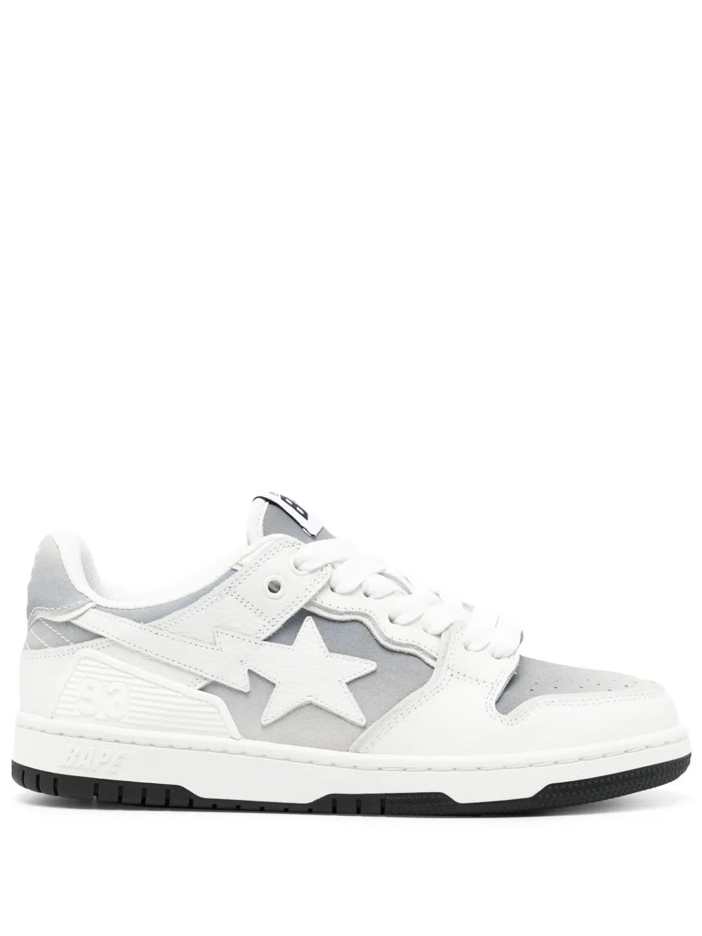 A BATHING APE® star-appliqué faded leather sneakers