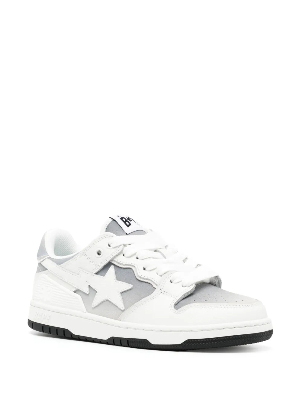 A BATHING APE® star-appliqué faded leather sneakers