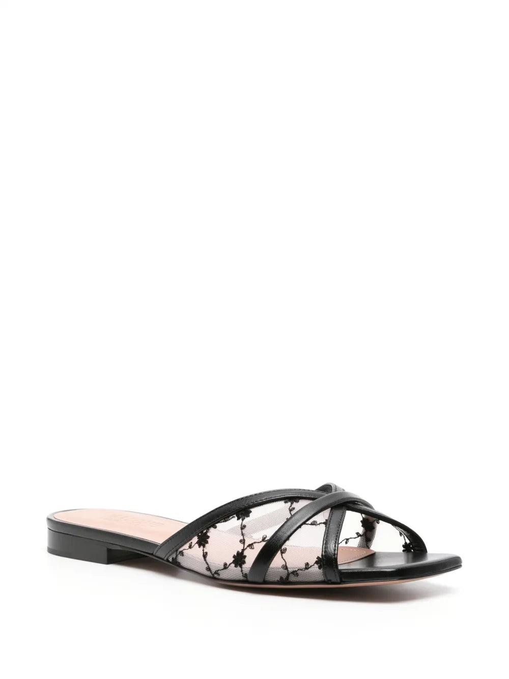 Malone Souliers Perla floral-embroidered mesh slides
