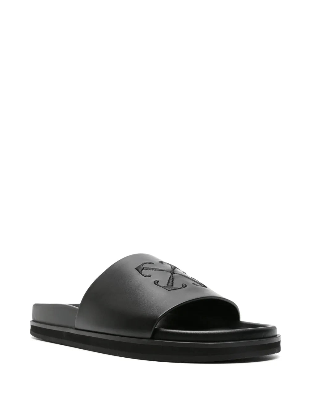 Off-White Arrows-embroidered leather slippers
