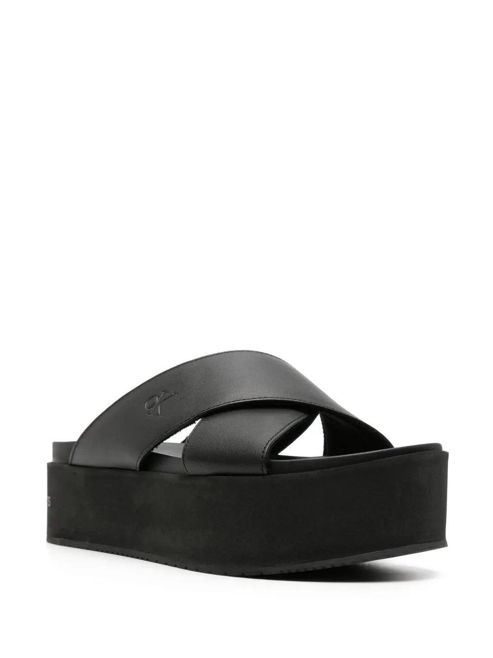 Calvin Klein Jeans logo-debossed flatform slides