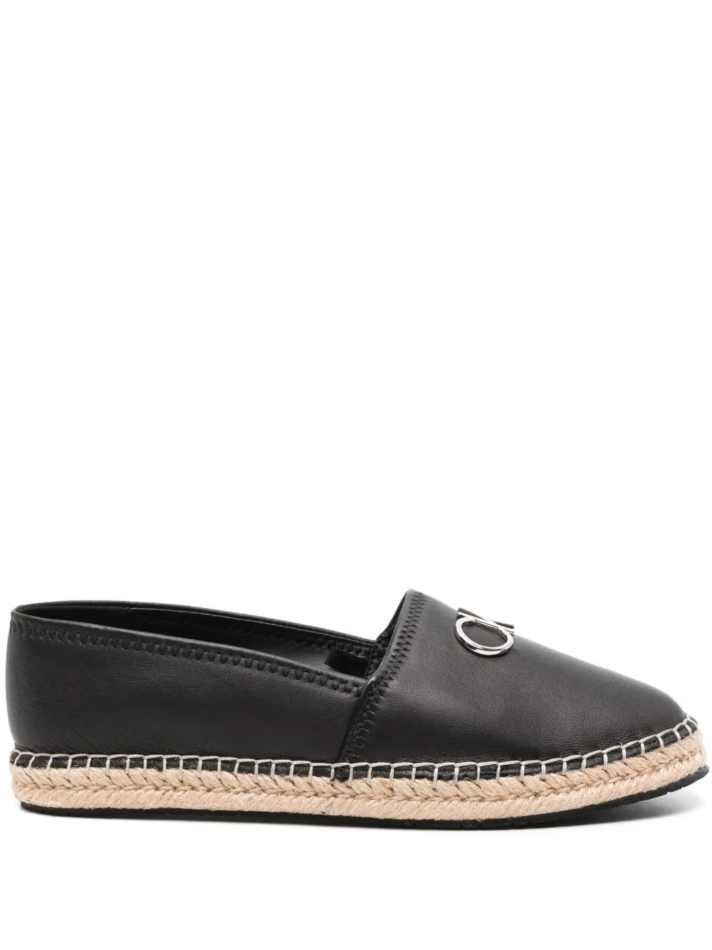 Calvin Klein logo-plaque leather espadrilles