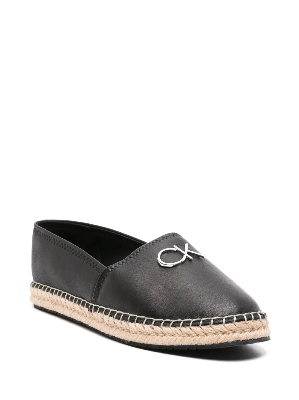 Calvin Klein logo-plaque leather espadrilles