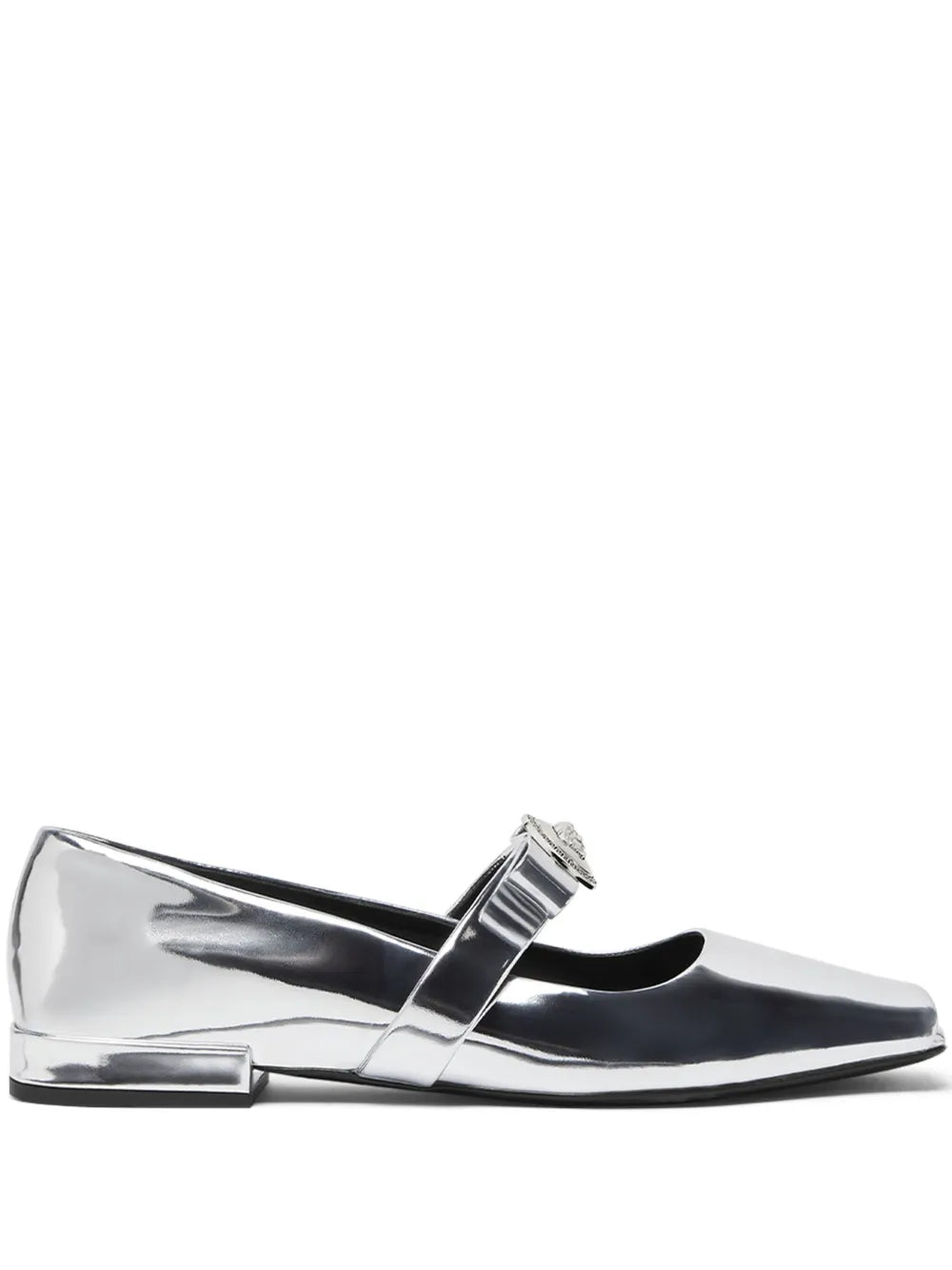Versace Gianni Ribbon metallic ballerina shoes