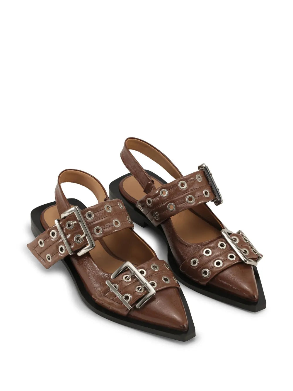 GANNI buckle-strap slingback ballerina shoes