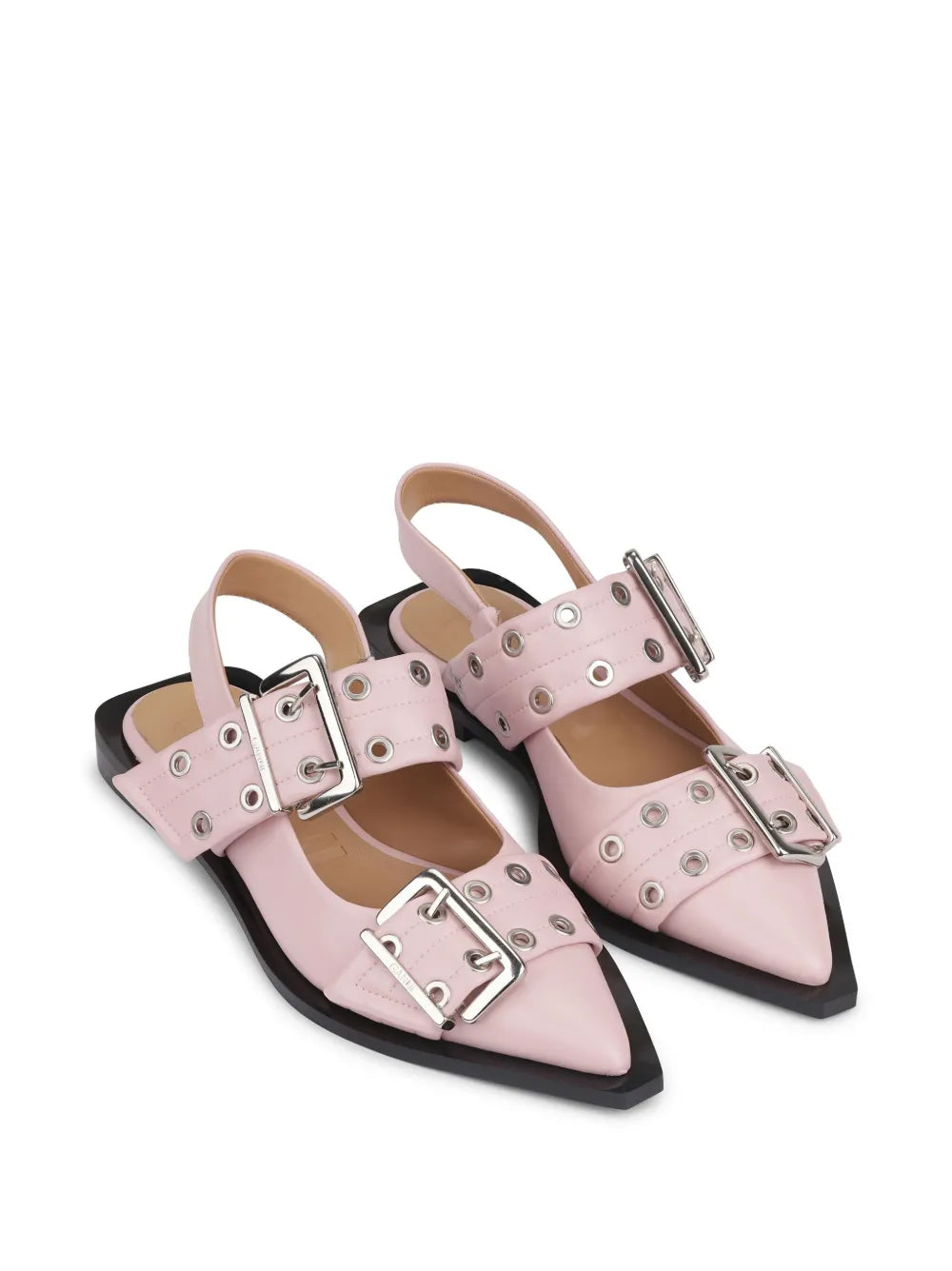 GANNI buckled-strap slingback ballerina shoes