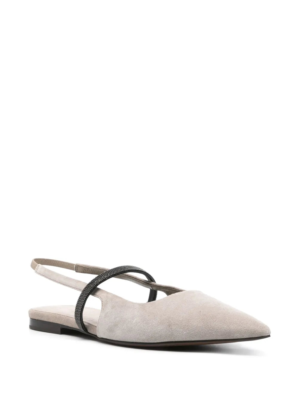 Brunello Cucinelli Monili-chain suede ballerina shoes