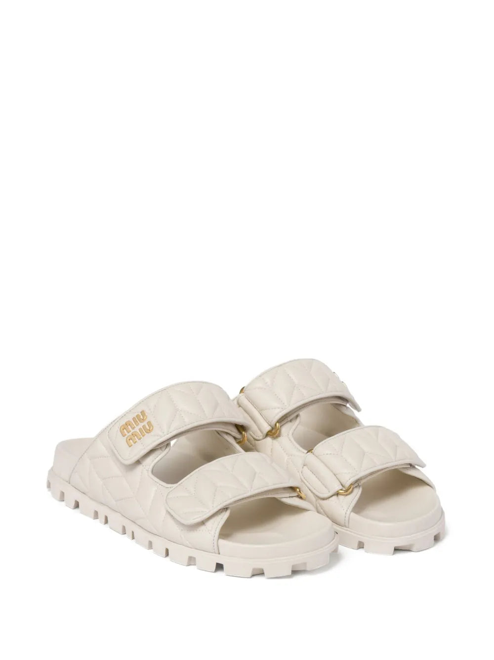 Miu Miu Matelassé nappa leather slides
