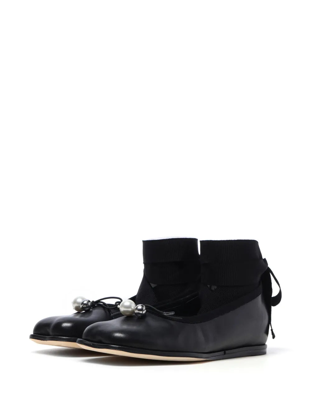 Simone Rocha bow-embellished leather ballerina shoes