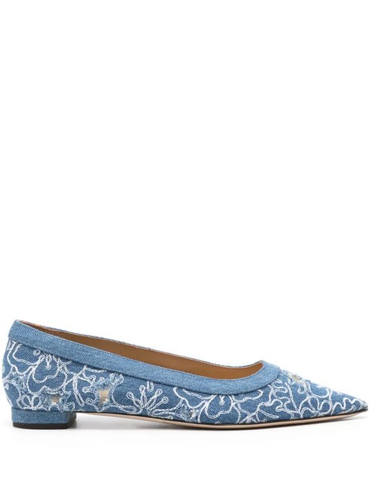 Arteana floral-embroidered ballerina shoes