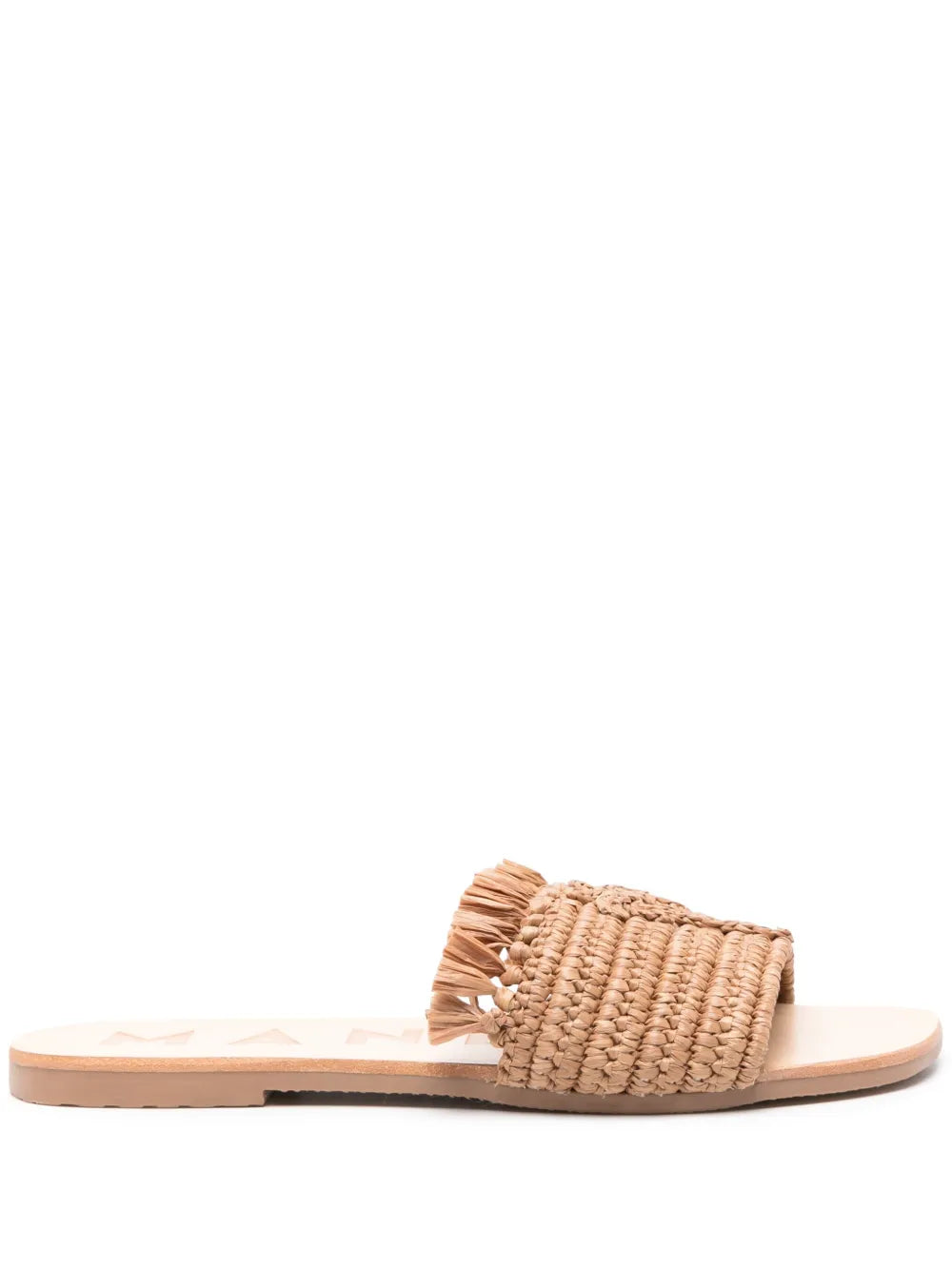 Manebi fringed raffia slides
