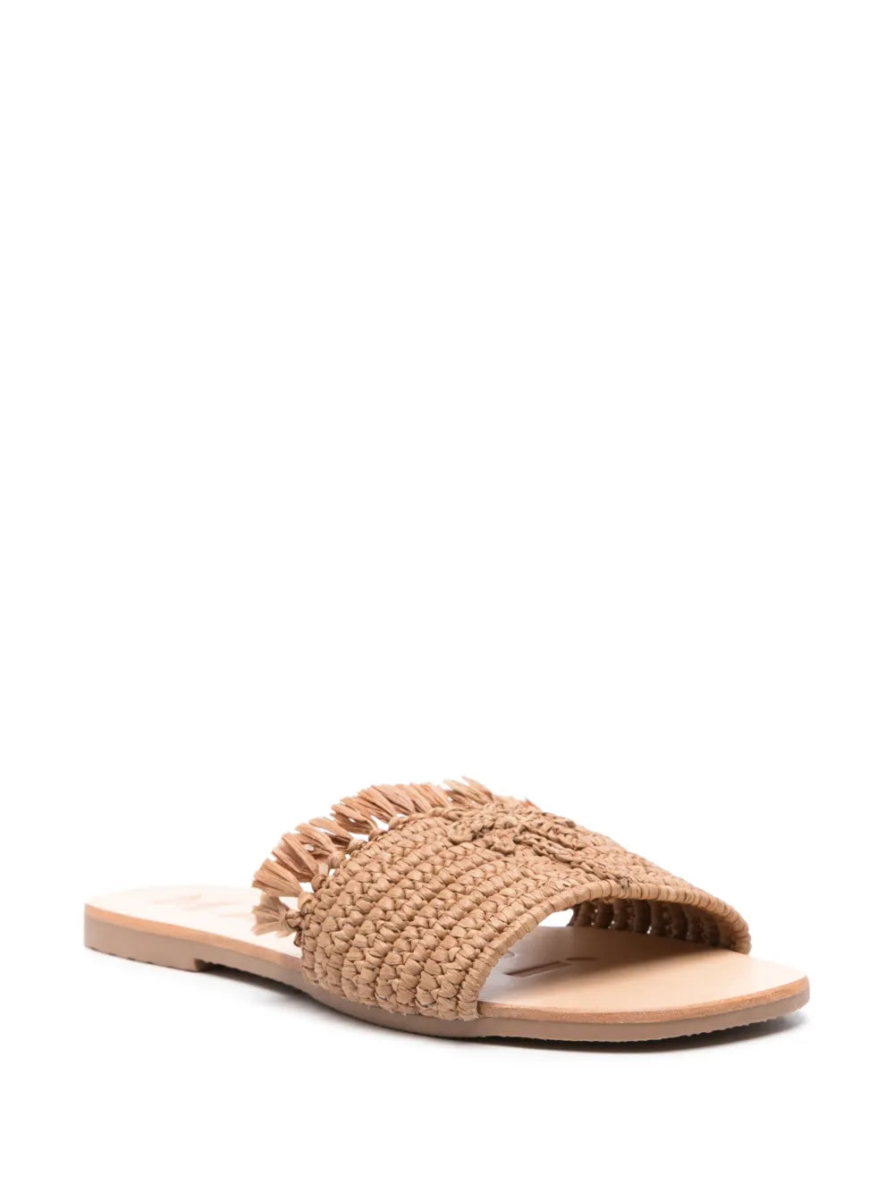 Manebi fringed raffia slides