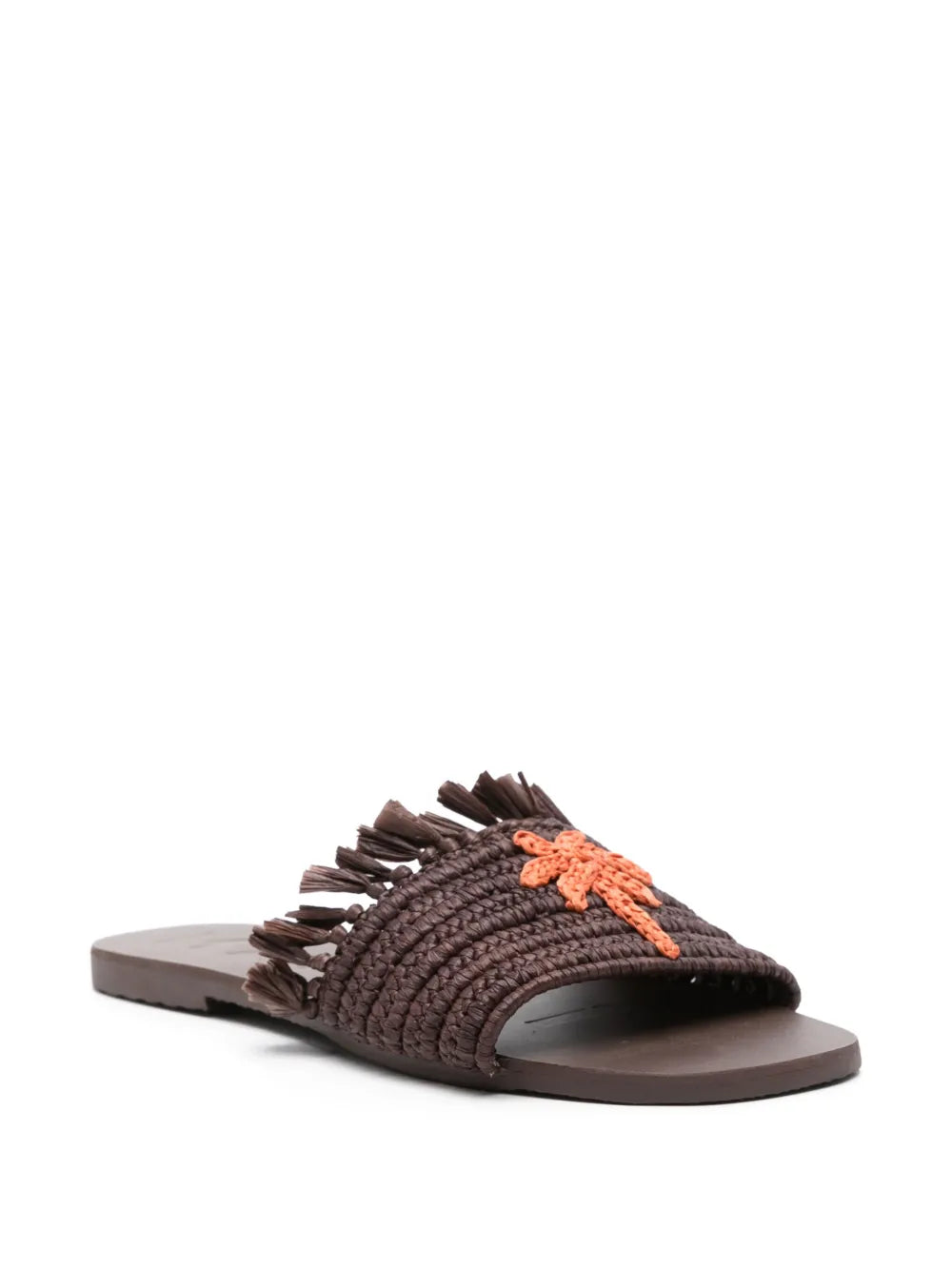 Manebi fringed raffia slides