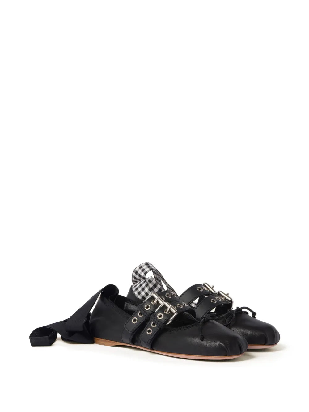 Miu Miu buckled leather ballerina shoes