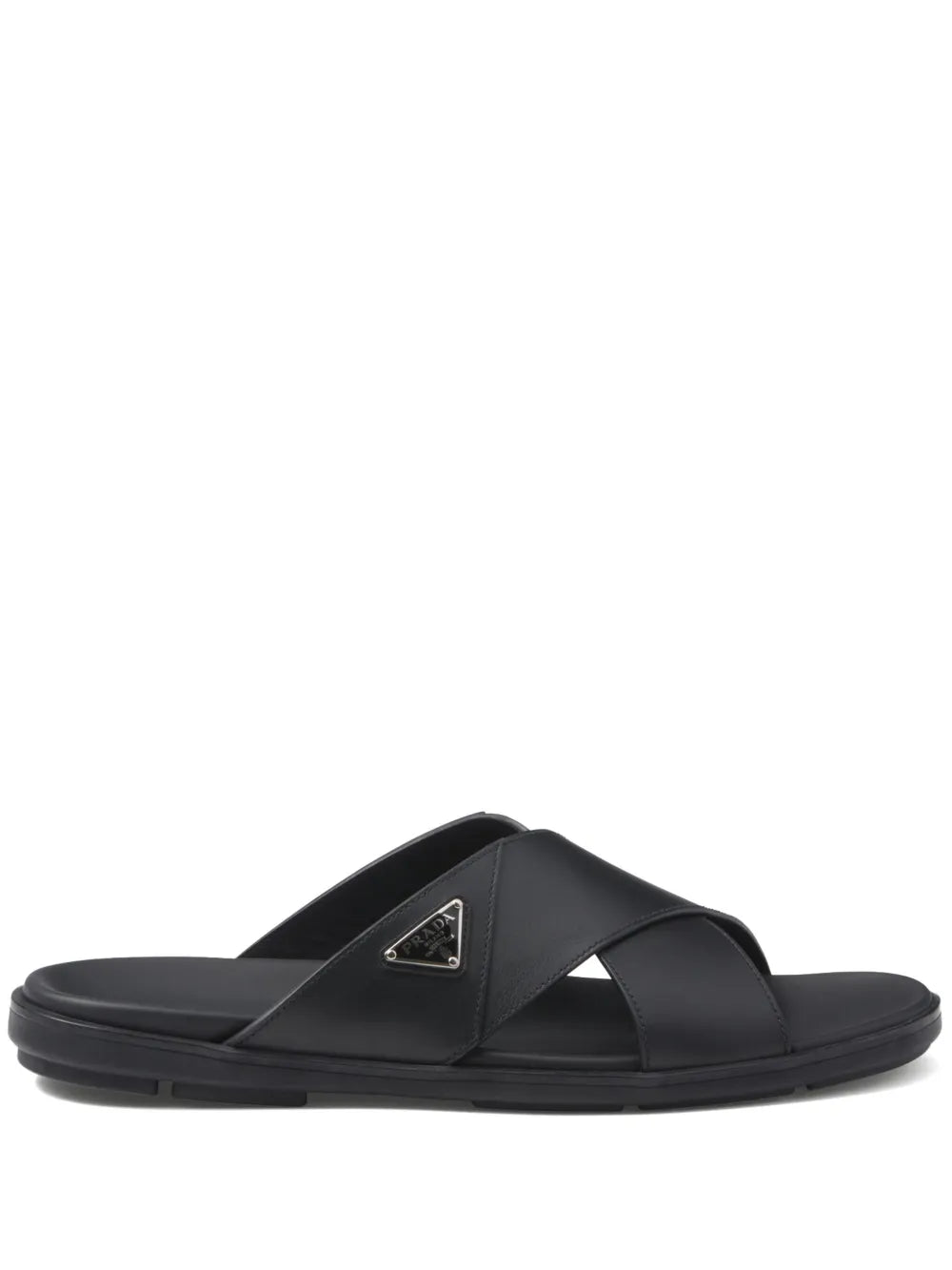 Prada Leather crisscross slides