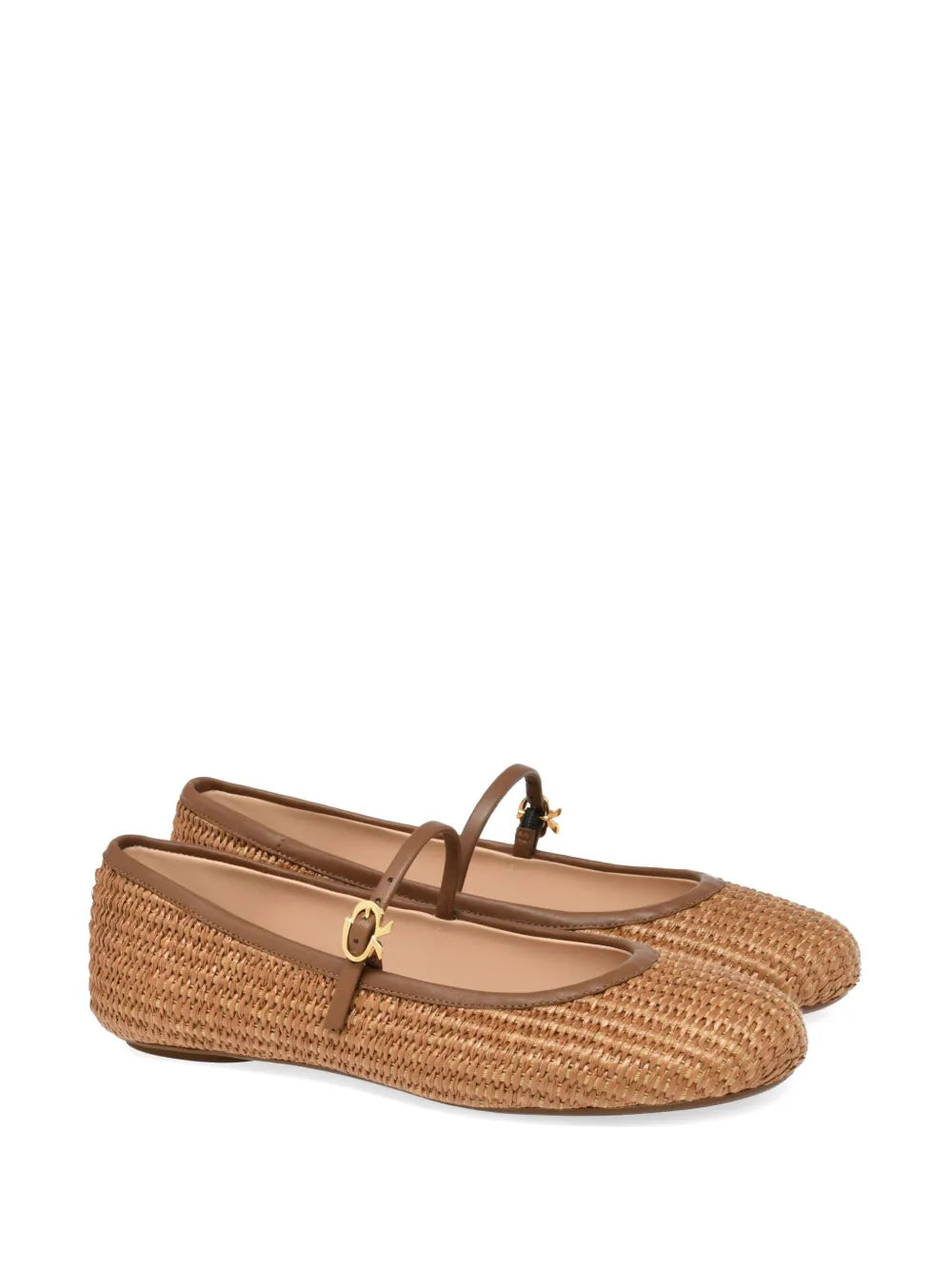 Gianvito Rossi Carla raffia ballet pumps