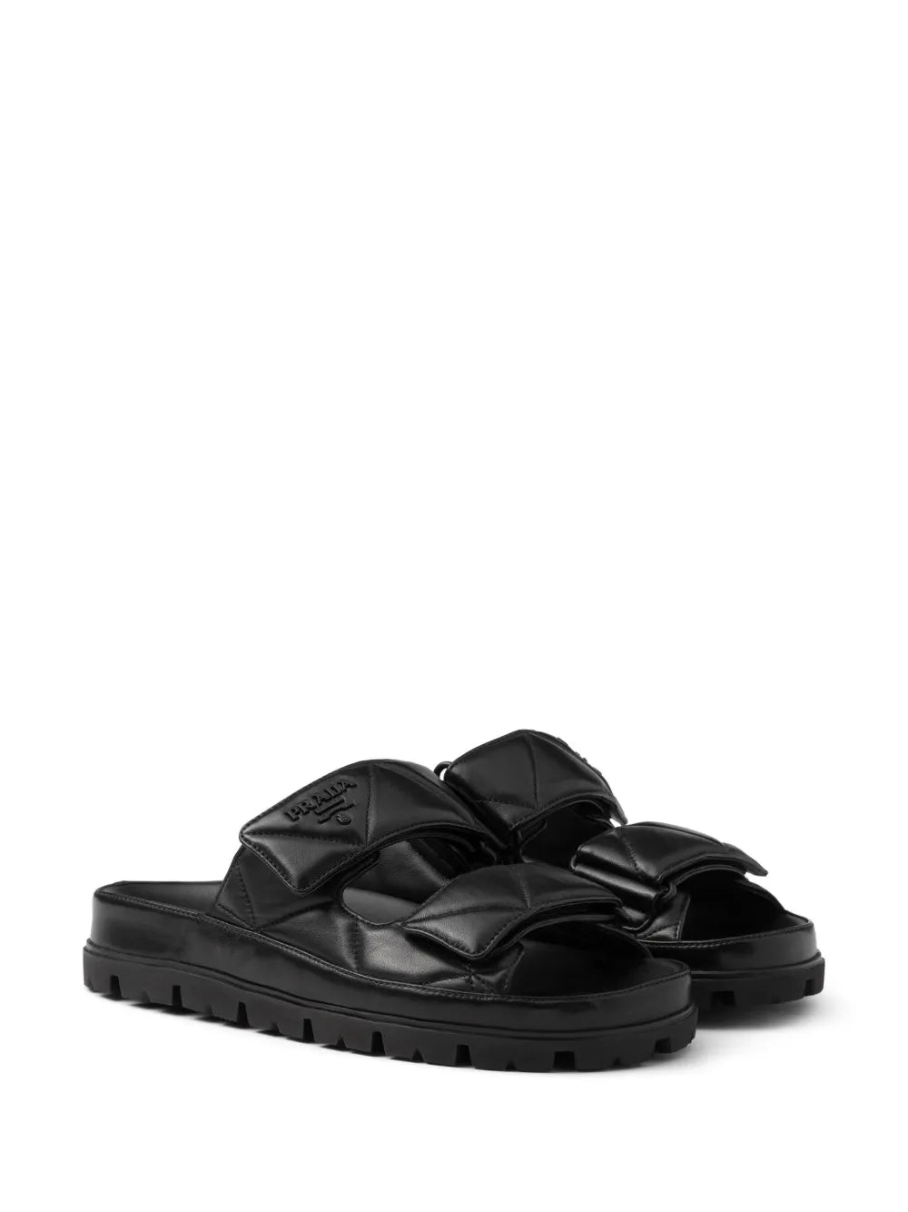 Prada logo-lettering quilted slides