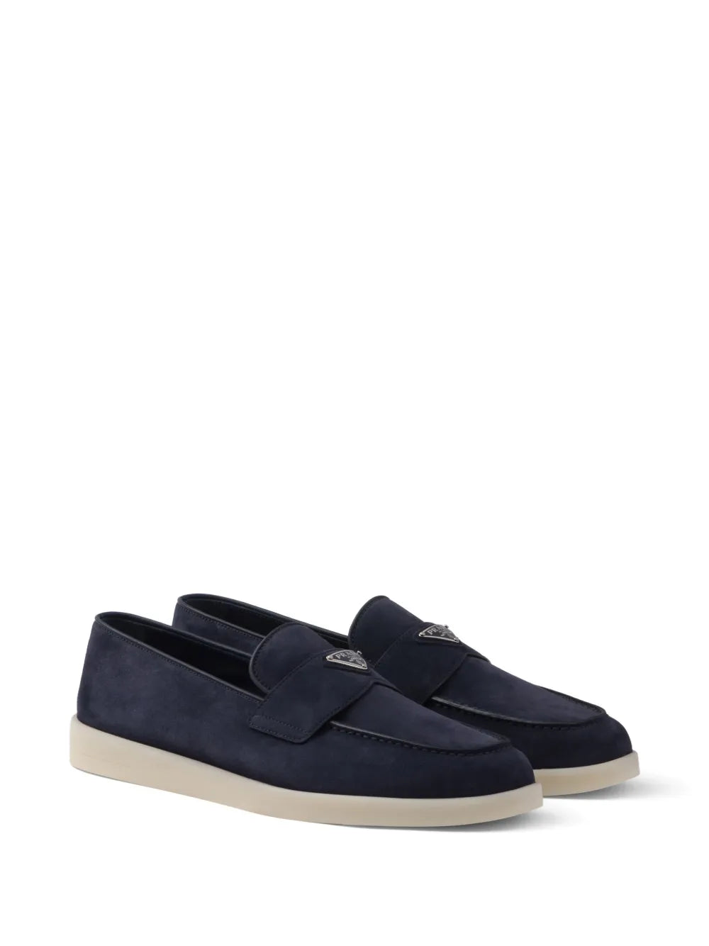 Prada triangle-logo suede loafers