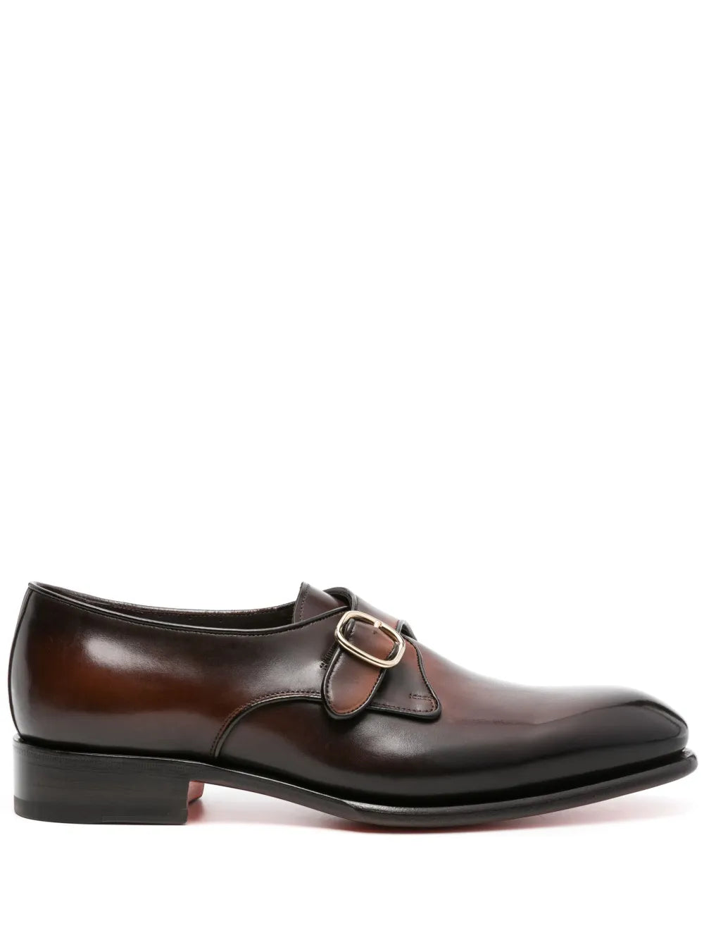 Santoni faded-effect leather monk shoes