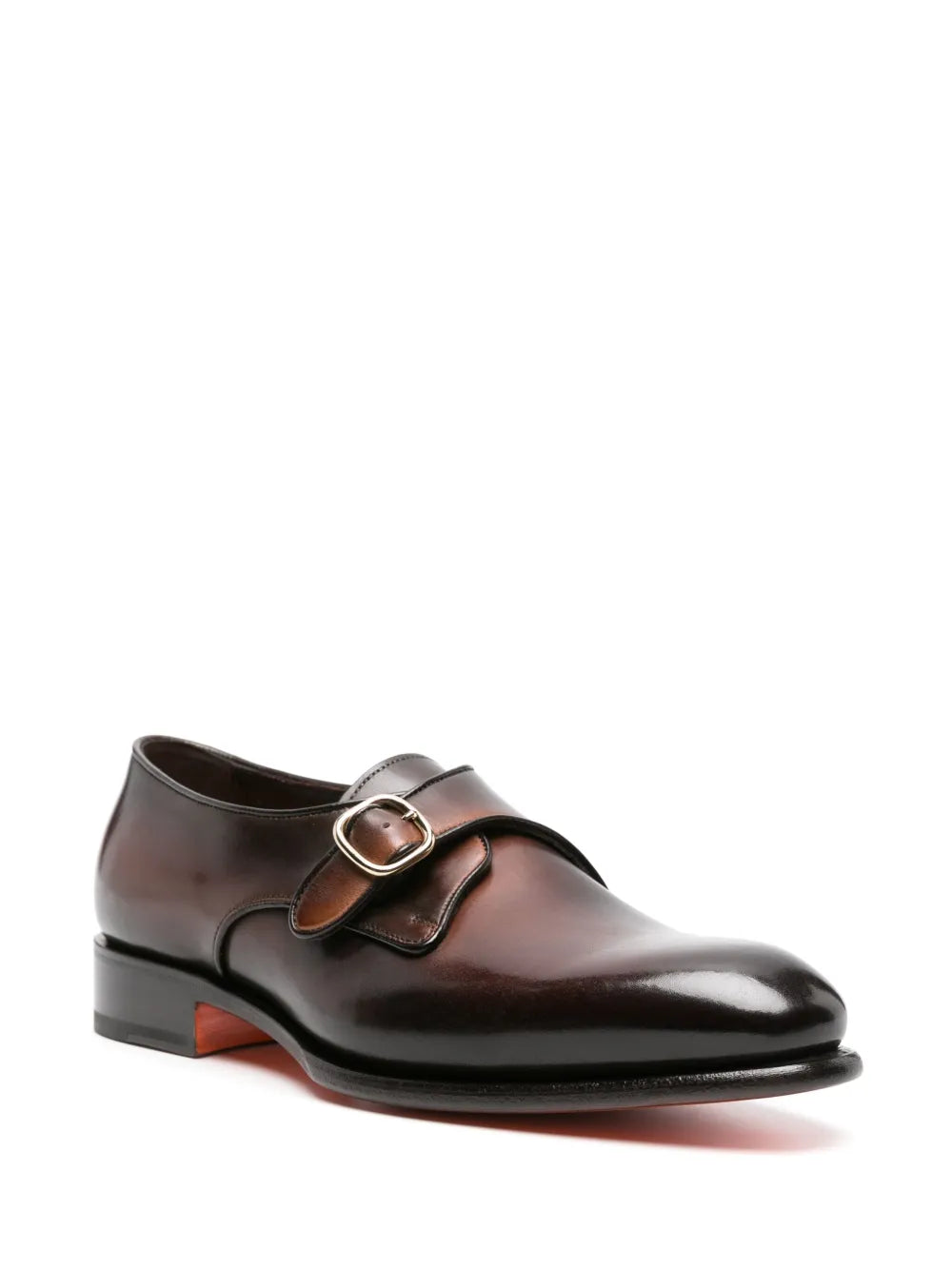 Santoni faded-effect leather monk shoes