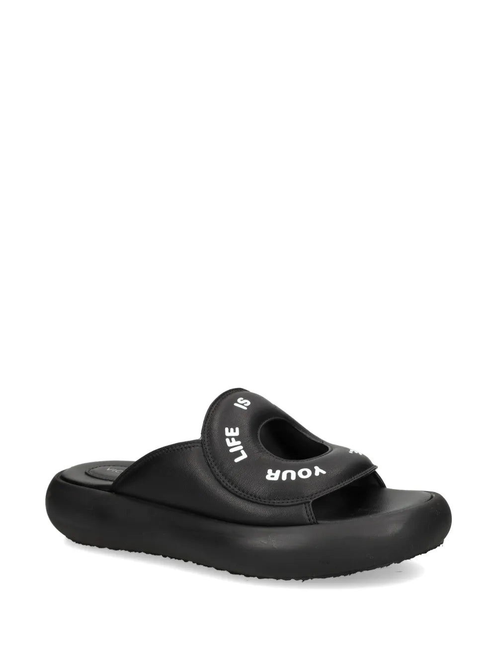 Vic Matie slogan-print leather slides