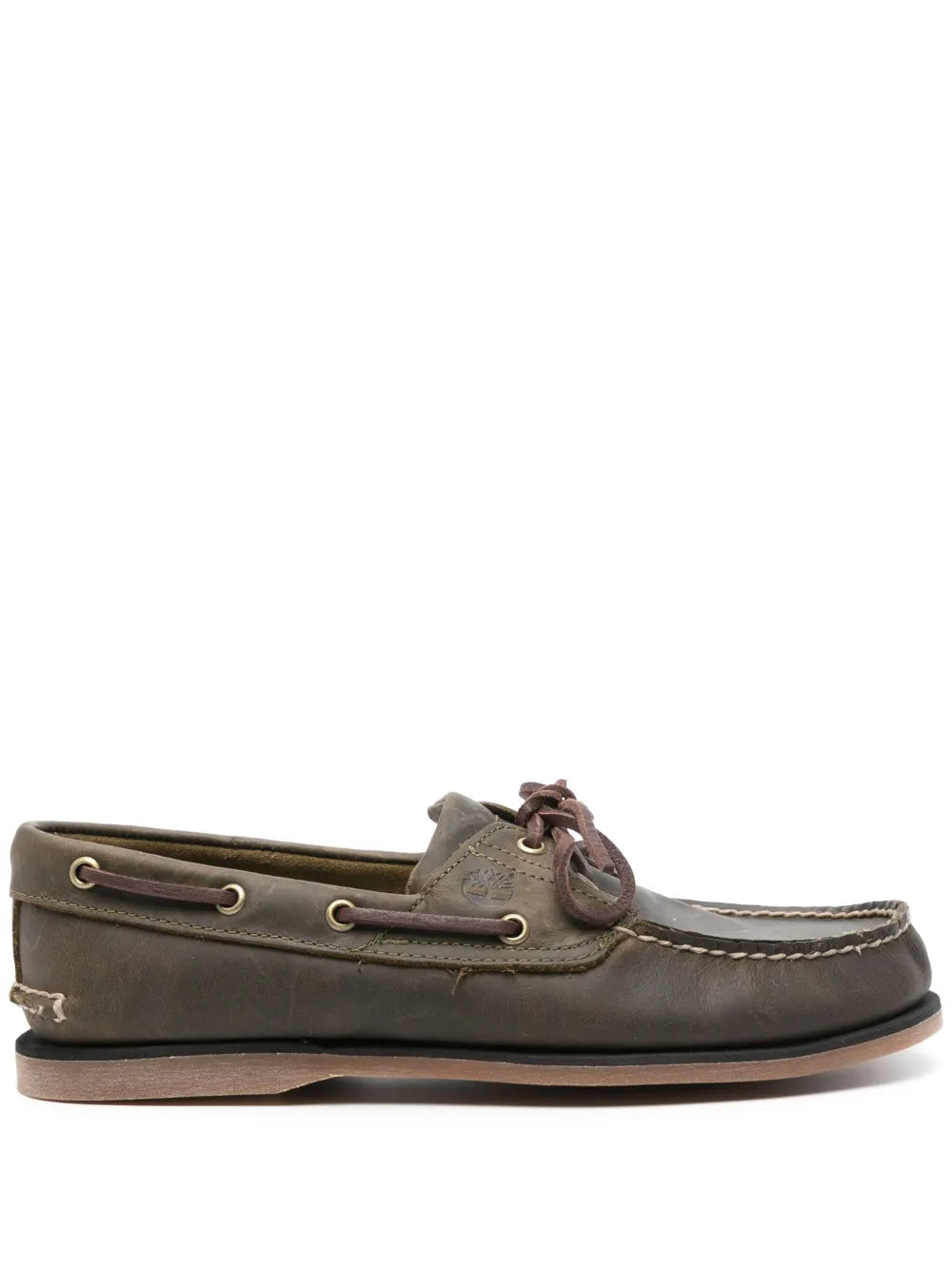 Timberland logo-embossed leather boat shoes