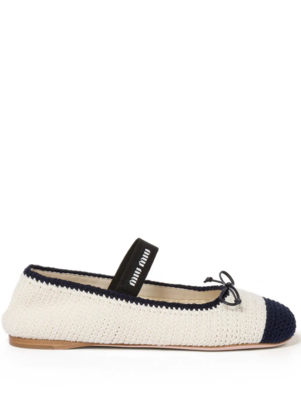 Miu Miu crochet-knit ballerina shoes