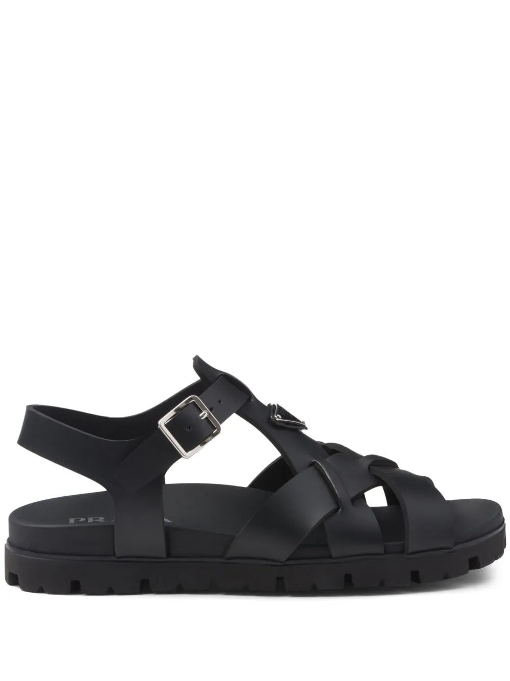 Prada triangle-logo woven sandals