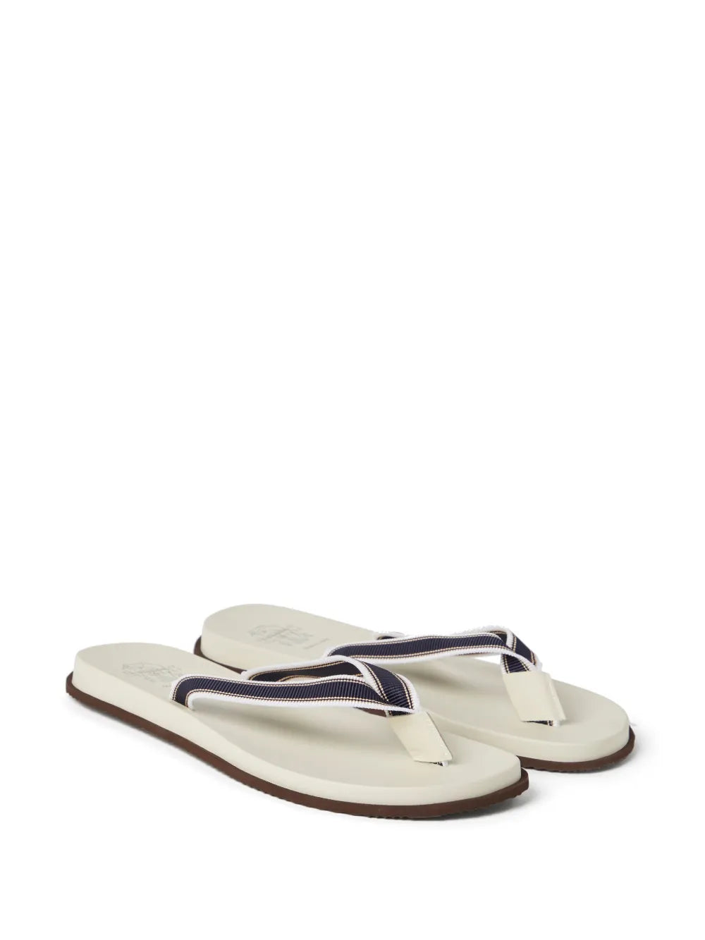 Brunello Cucinelli striped leather flip flops
