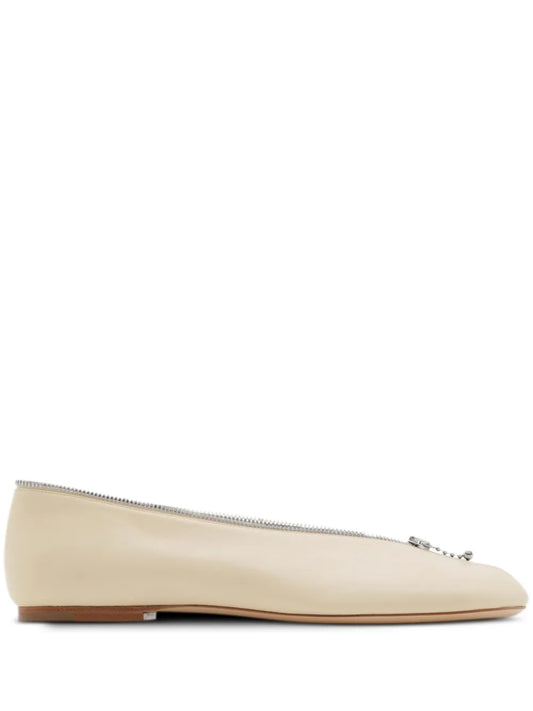 Burberry Sadler Zip leather ballerina shoes