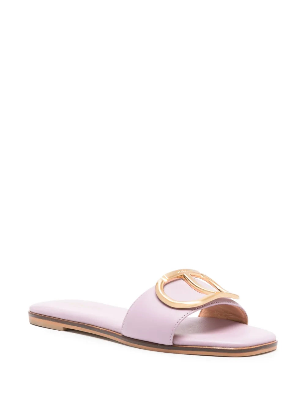 TWINSET logo-plaque leather slides