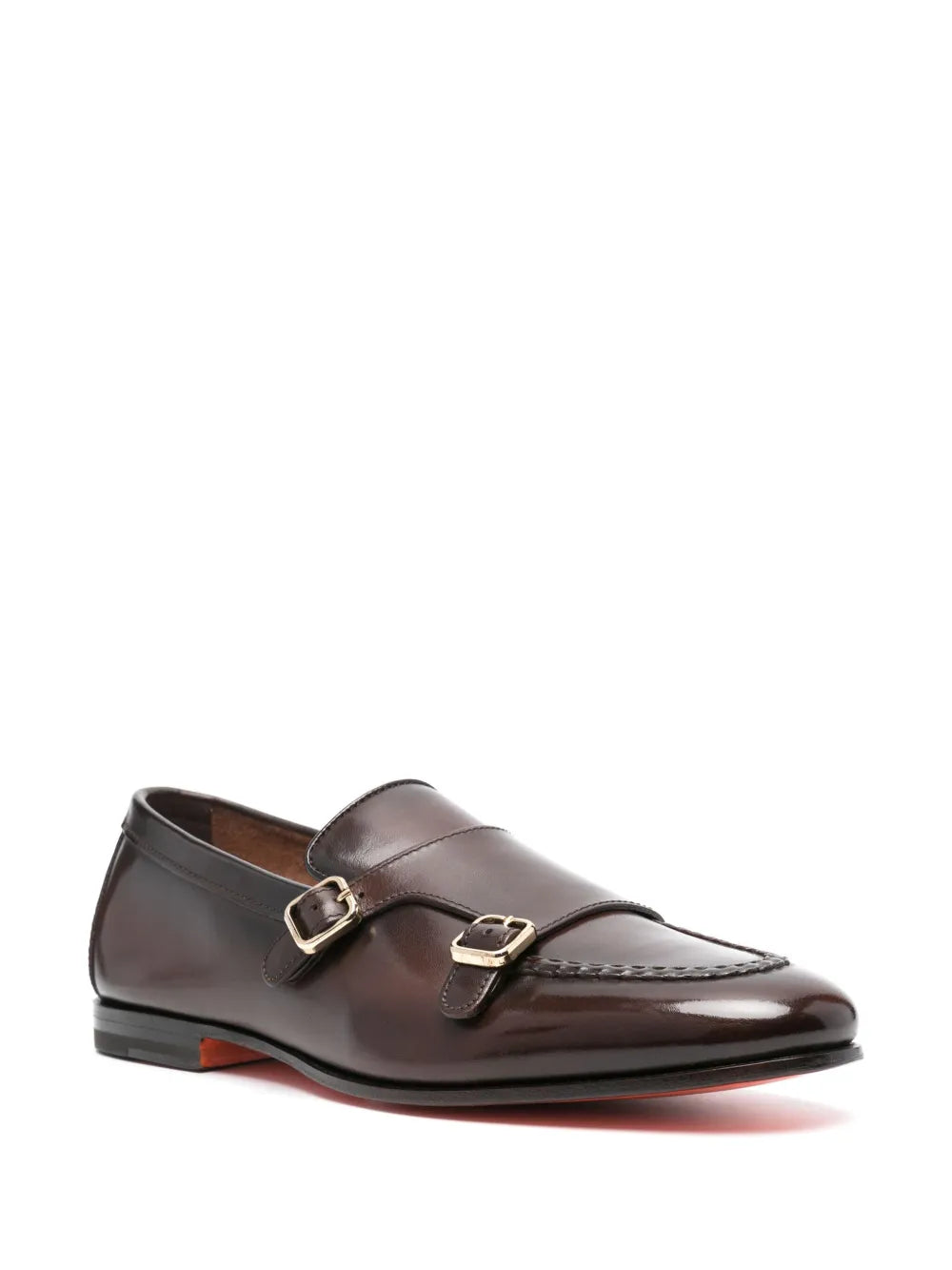 Santoni buckled leather Monk shoes